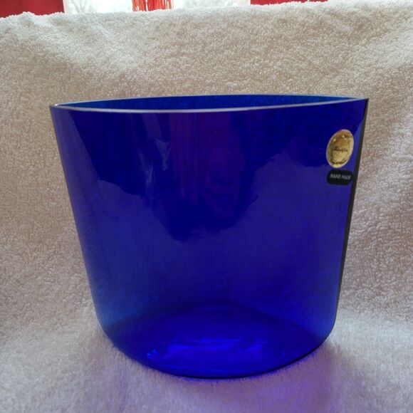 HUTA SZKLA Lucyna Made in Poland dark blue glass 5" vase Handmade - Picture 2 of 9